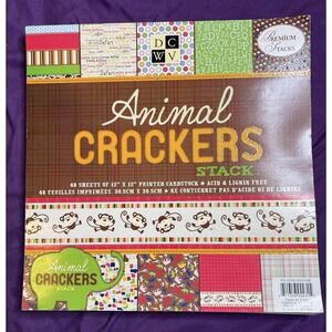 DCWV‎ 12x12 Scrapbook Paper Cardstock Lot ANIMAL CRACKERS Stack Jungle 38 Sheets